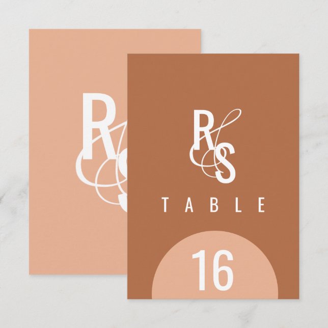 Convites Números de Assento Casamento Terracotta Escuro (Frente/Verso)