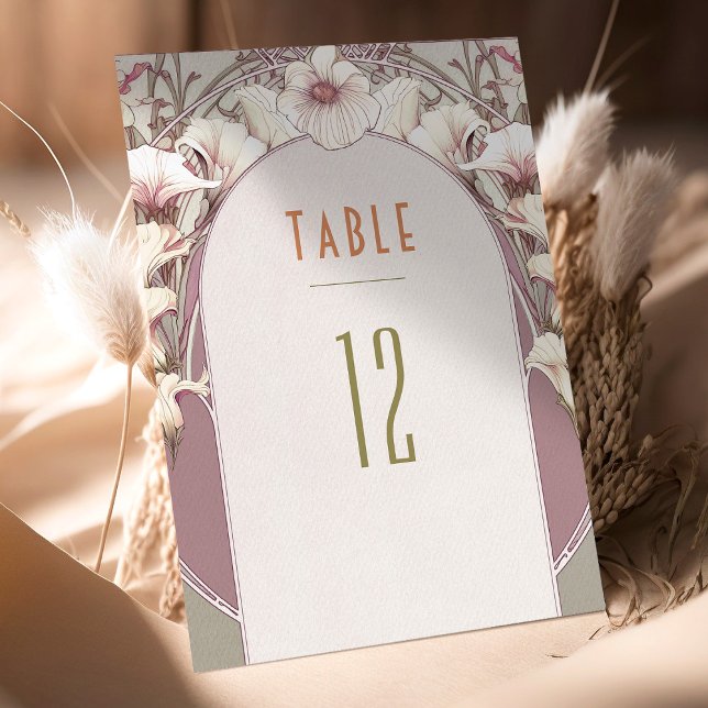 Convites Números de Mesa Arte Nova Casamento Vintage (Criador carregado)
