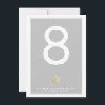 Convites NÚMEROS DE MESA Bar Mitzvah estrela de davi cinza<br><div class="desc">NOTA - O EFEITO DE FOIL OURO BRILHANTE É UMA IMAGEM IMPRESSA</div>