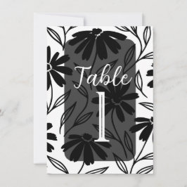 Convites Números de Mesa Boho Margaridas Tinta Preta