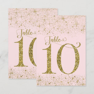 Convites Números de Mesa Brilho Dourado Rosa Rubicundo Núme