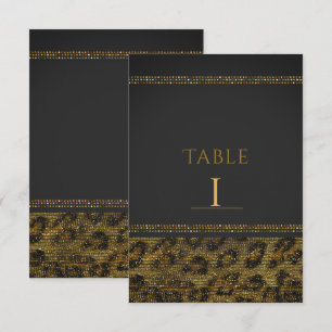 Convites Números de Mesa Brilho Leopardo Glam Chic Lantejou