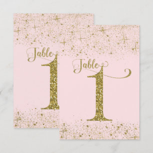 Convites Números de Mesa Brilho Rosa Dourado Número 1