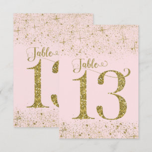 Convites Números de Mesa Brilho Rosa Dourado Número 13