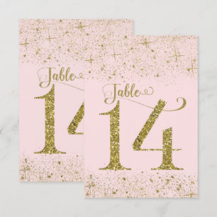 Convites Números de Mesa Brilho Rosa Dourado Número 14