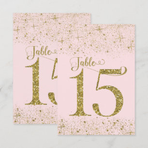 Convites Números de Mesa Brilho Rosa Dourado Número 15