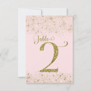 Convites Números de Mesa Brilho Rosa Dourado Número 2