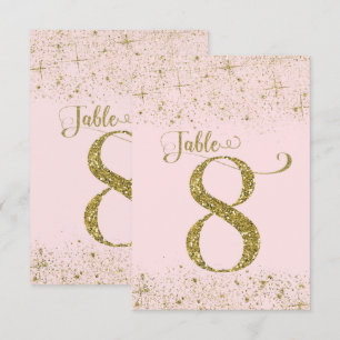 Convites Números de Mesa Brilho Rosa Dourado Número 8