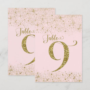 Convites Números de Mesa Brilho Rosa Dourado Número 9