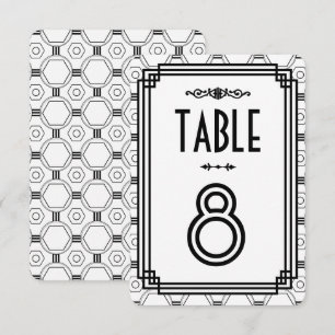Convites Números de Mesa Casamento Art Déco Branco e Preto