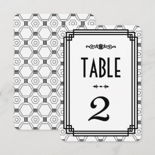 Convites Números de Mesa Casamento Art Déco Branco e Preto