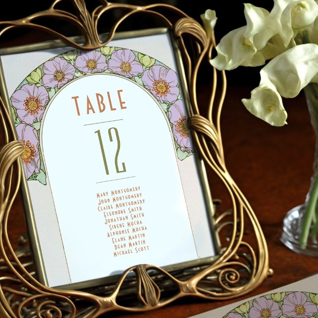 Convites Números de Mesa Casamento Art Nouveau Vintage (Criador carregado)