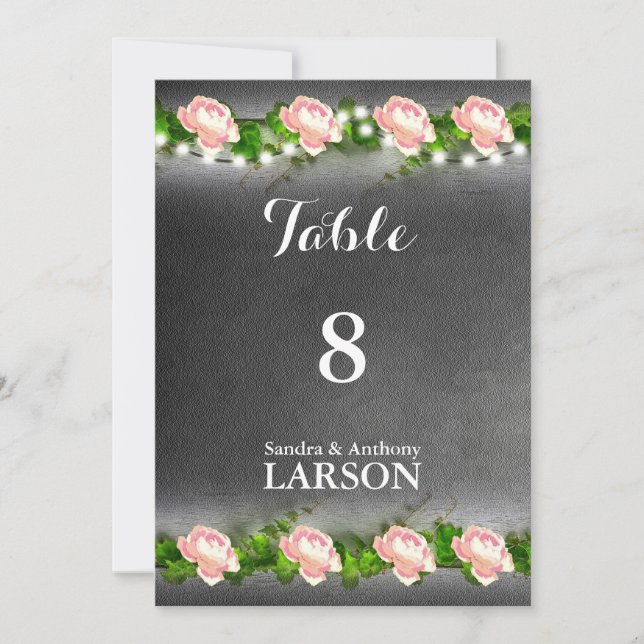 Convites Números de Mesa Casamento Rosa Quadro Negro (Frente)