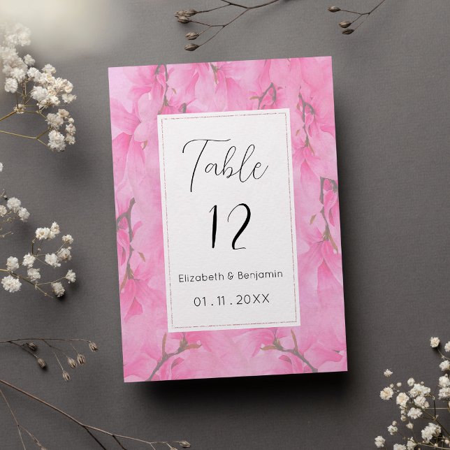Convites Números de mesa com flores de orquídea verde rosa  (Watercolor pink green orchid flowers Table Numbers)