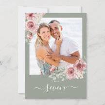 Números de Mesa com Fotos de Rosas Florais em Verd