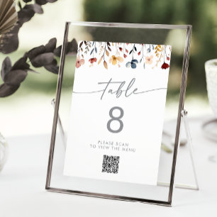 Convites Números de Mesa com QR Code de Flor Silvestre Capr