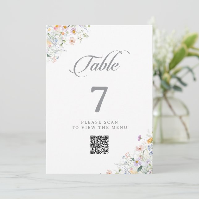 Convites Números de Mesa com QR Code de Jardim Caprichoso d (Em pé/Frente)
