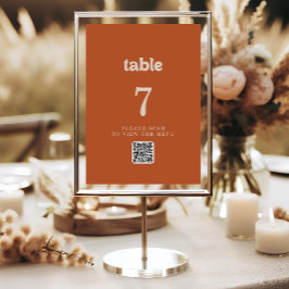 Convites Números de Mesa com QR Code de Terracota Simples F