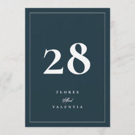Convites Números de Mesa de Casamento 5 x 7 Formais Azul Ma
