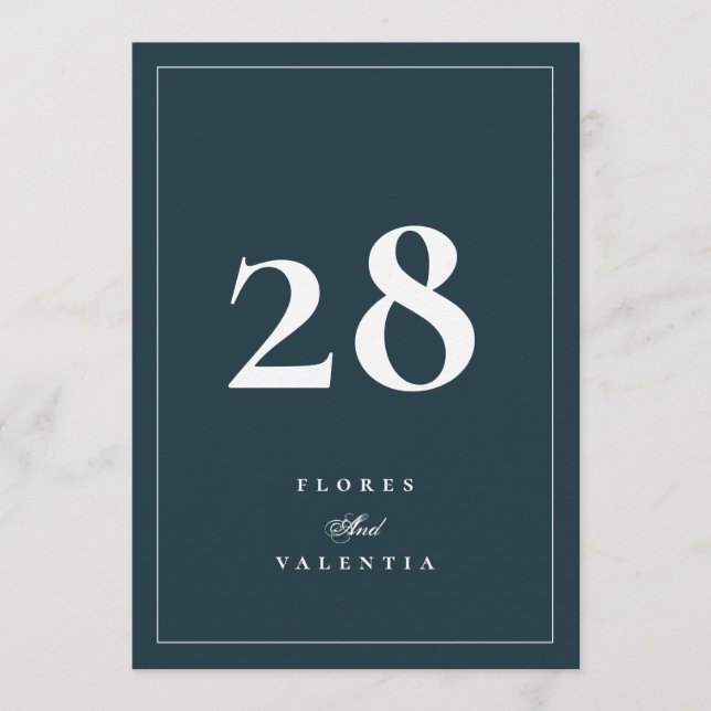 Convites Números de Mesa de Casamento 5 x 7 Formais Azul Ma (Frente)