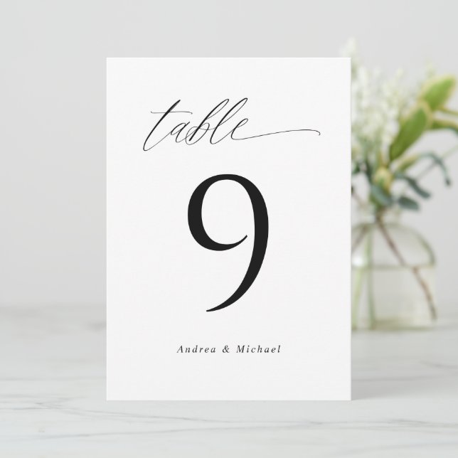 Convites Números de Mesa de Casamento 5x7 Modernos e Elegan (Em pé/Frente)