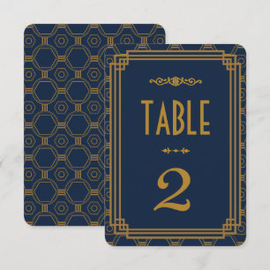 Convites Números de Mesa de Casamento Art Déco Azul