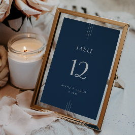 Convites Números de Mesa de Casamento Art Déco Azul Marinho