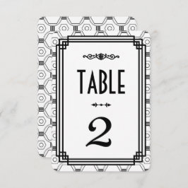 Convites Números de Mesa de Casamento Art Déco Branco e Pre