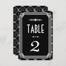 Convites Números de Mesa de Casamento Art Déco Preto e Bran