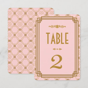 Convites Números de Mesa de Casamento Art Déco Rosa