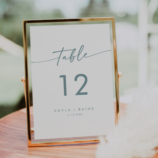 Convites Números de Mesa de Casamento Boho Chic Azul Turque (Criador carregado)