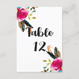 Convites Números de Mesa de Casamento Boho Chic Floral Aqua