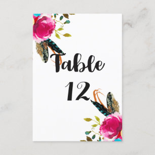 Convites Números de Mesa de Casamento Boho Chic Floral Aqua