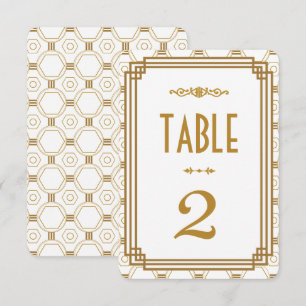 Convites Números de Mesa de Casamento Branco Art Déco