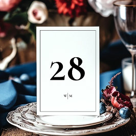 Convites Números de Mesa de Casamento Brancos em Moldura Pr