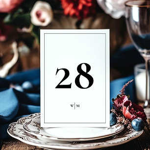 Convites Números de Mesa de Casamento Brancos em Moldura Pr