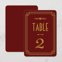 Convites Números de Mesa de Casamento Burgundy Art Déco Sim