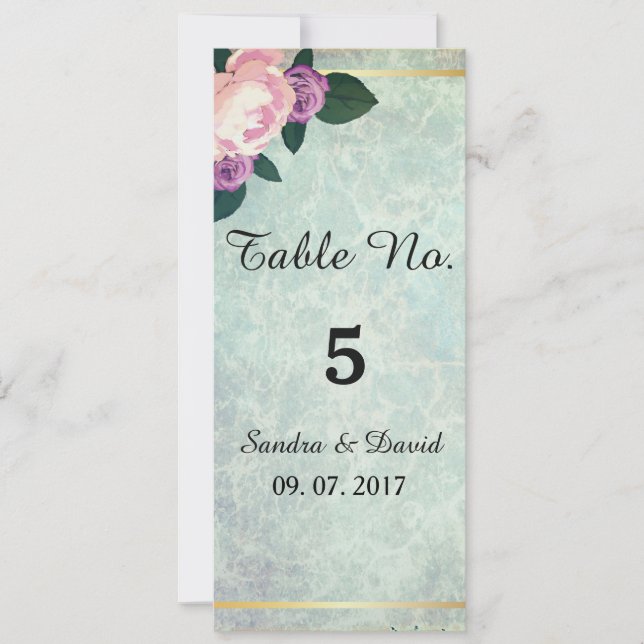 Convites Números de Mesa de Casamento com Aquarela Floral (Frente)