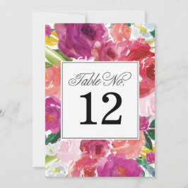 Convites Números de Mesa de Casamento com Aquarela Floral M