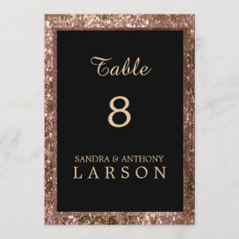 Convites Números de Mesa de Casamento com Brilho em Rose Go
