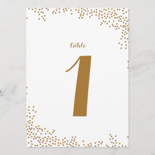 Convites Números de Mesa de Casamento com Confetes Dourados
