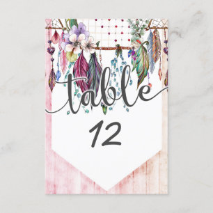 Convites Números de Mesa de Casamento com Dreamcatcher e Pe