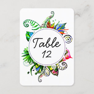 Convites Números de mesa de casamento com folhas de palmeir