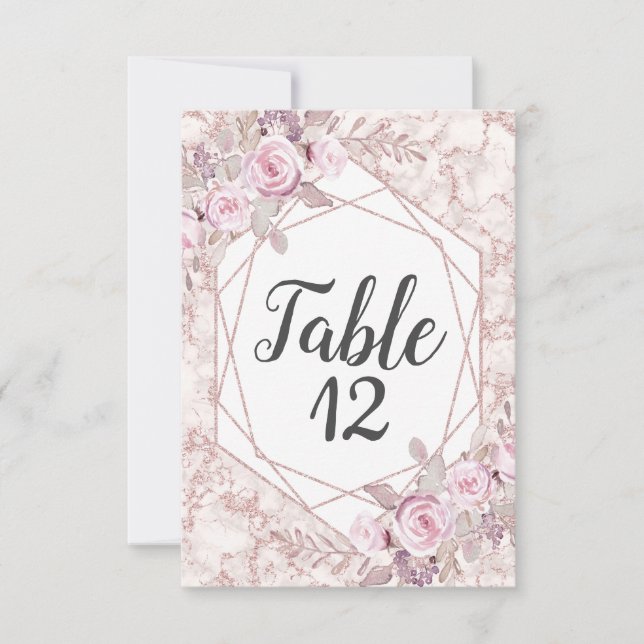 Convites Números de Mesa de Casamento com Moldura Geométric (Frente)