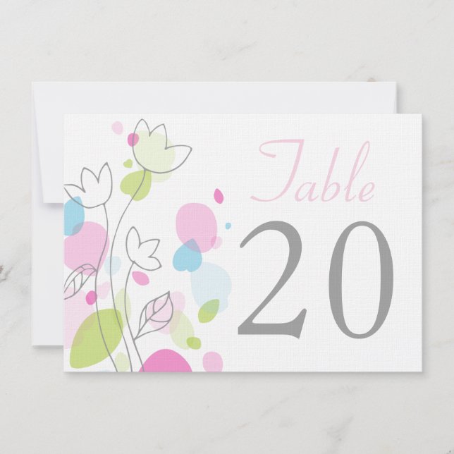 Convites Números de mesa de casamento com pétalas de flores (Frente)