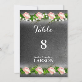 Convites Números de mesa de casamento com quadro-negro Rosa