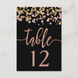 Convites Números de Mesa de Casamento Confetti Sparkle Rose