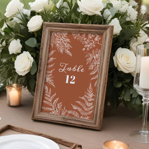 Convites Números De Mesa De Casamento De Fern Leaf Terracot