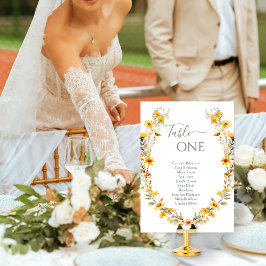 Convites Números de Mesa de Casamento de Flores Amarelo Rus