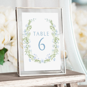 Convites Números de mesa de casamento de flores azuis paste